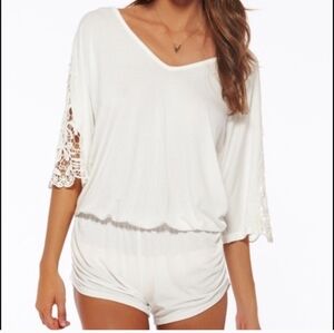 L*Space White Crochet Soft Cover Up Romper M
